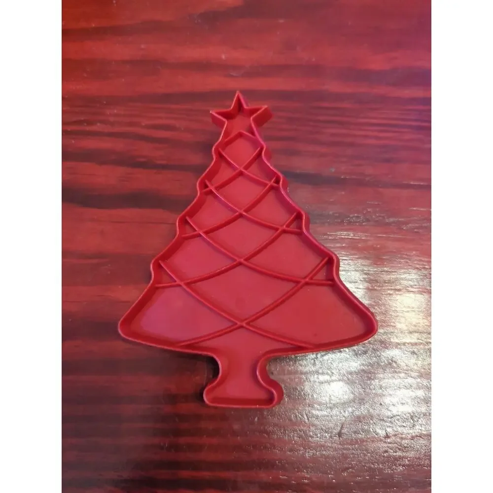 Lot 8 Vintage Tupperware Red Cookie Cutters B-Day Cake Santa Turkey Pumpkin Tree